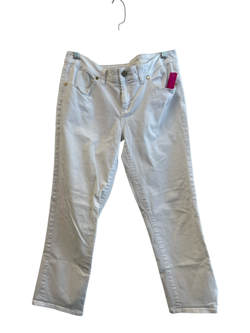 Tory Burch Size 31 White Cotton Mid Rise 5 Pocket Straight Jeans White / 31