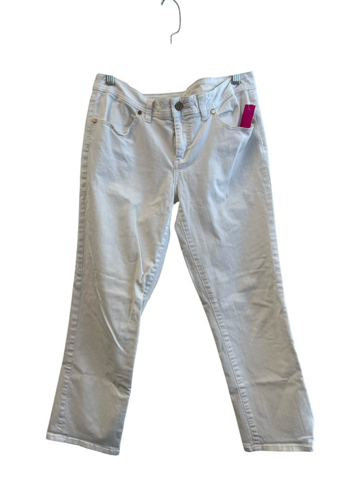 Tory Burch Size 31 White Cotton Mid Rise 5 Pocket Straight Jeans White / 31