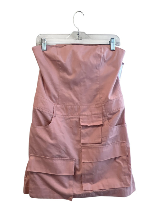 Zara Size S Pink Cotton Strapless Back Zip Front Pockets Above Knee Dress Pink / S