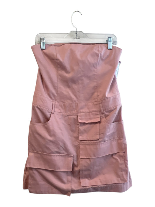 Zara Size S Pink Cotton Strapless Back Zip Front Pockets Above Knee Dress Pink / S