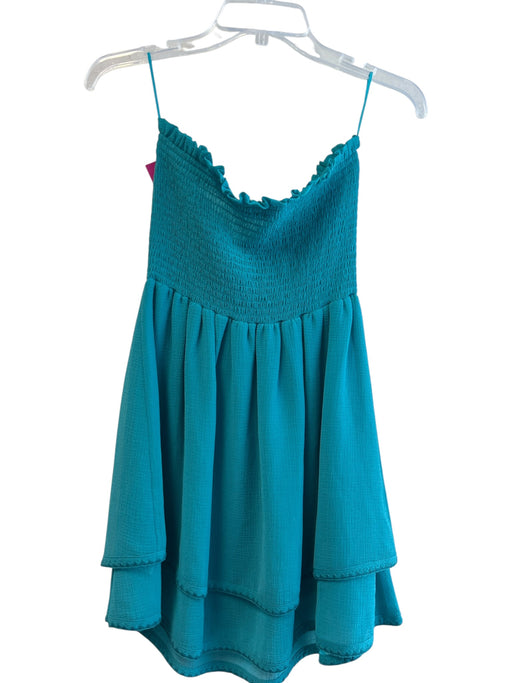 Ramy Brook Size S Teal Polyester Sleeveless Above Knee Ruffle Detail Dress Teal / S