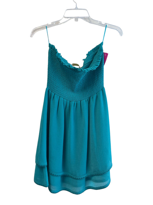 Ramy Brook Size S Teal Polyester Sleeveless Above Knee Ruffle Detail Dress Teal / S