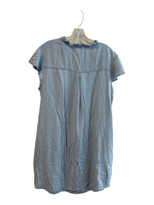 Dear John Size L Light Blue Lyocell Ruffle Detail Knee Length Button Up Dress Light Blue / L