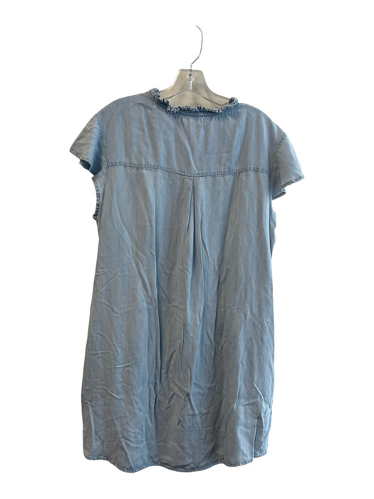 Dear John Size L Light Blue Lyocell Ruffle Detail Knee Length Button Up Dress Light Blue / L