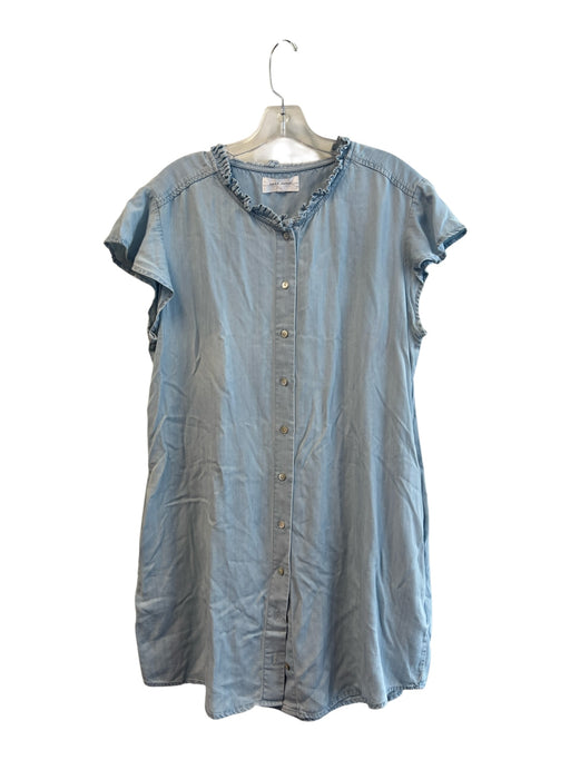 Dear John Size L Light Blue Lyocell Ruffle Detail Knee Length Button Up Dress Light Blue / L