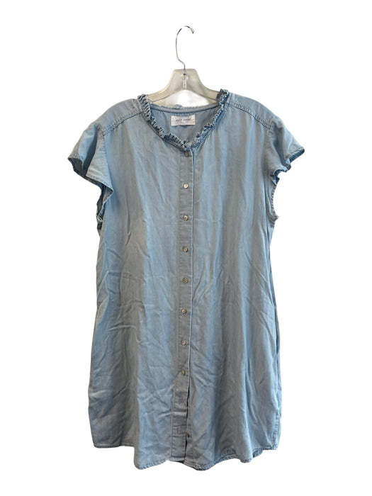 Dear John Size L Light Blue Lyocell Ruffle Detail Knee Length Button Up Dress Light Blue / L