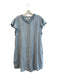 Dear John Size L Light Blue Lyocell Ruffle Detail Knee Length Button Up Dress Light Blue / L