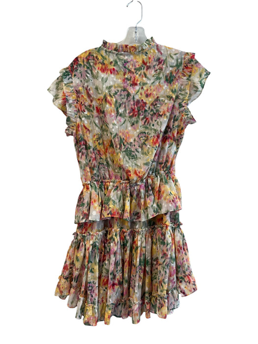 Misa Size S Multi Polyester Ruffle Detail Tie V Neck Knee Length Dress Multi / S