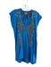 Johnny Was Size M Blue & Multi Polyester Blend V Neck Short Sleeve Floral Tunic Blue & Multi / M