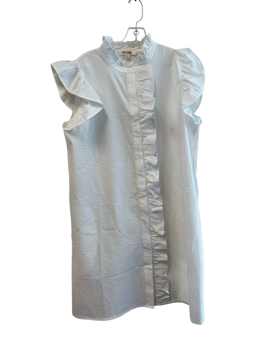 Mazik Size L White Polyester Knee Length Short Sleeve Cap Sleeve Dress White / L