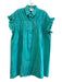 Lili Sidonio Size M Teal Cotton Short Sleeve Knee Length Ruffle Detail Dress Teal / M