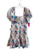 Love Shack Fancy Size 8 White & Multi Cotton Shirred Short Puff Sleeve Dress White & Multi / 8