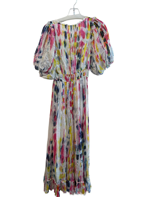 Hemant & Nandita Size XS White & Multi Viscose Maxi Short Puff Sleeve Dress White & Multi / XS