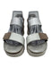 OTBT Shoe Size 8 Silver & White Leather Velcro Strap Slingback Platform Sandals Silver & White / 8