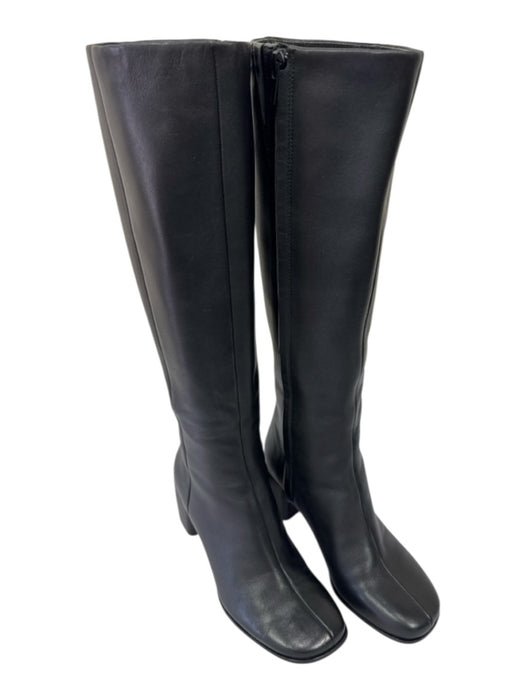 Vince Shoe Size 7 Black Leather Knee High Side Zip Stitch Detail Boots Black / 7