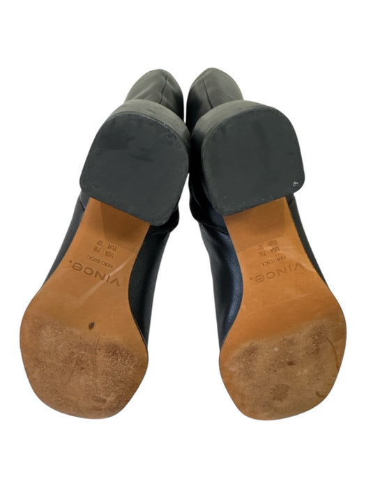 Vince Shoe Size 7 Black Leather Knee High Side Zip Stitch Detail Boots Black / 7