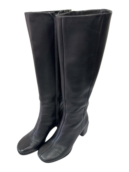 Vince Shoe Size 7 Black Leather Knee High Side Zip Stitch Detail Boots Black / 7