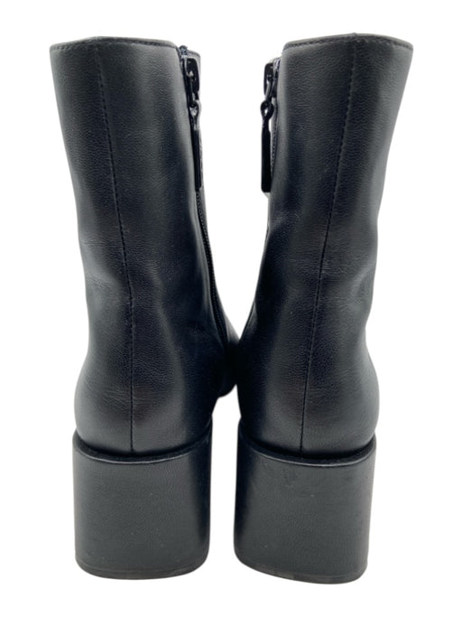 Vince Shoe Size 7 Black Leather Square Toe Side Zip Block Heel Booties Black / 7