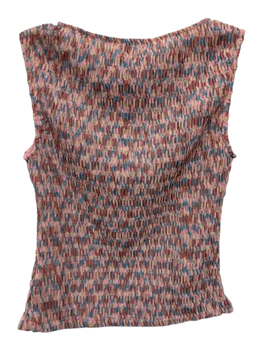 Reformation Size S Pink, Blue, Multi Polyethylene Sleeveless Knit Textured Top Pink, Blue, Multi / S