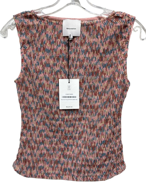 Reformation Size S Pink, Blue, Multi Polyethylene Sleeveless Knit Textured Top Pink, Blue, Multi / S