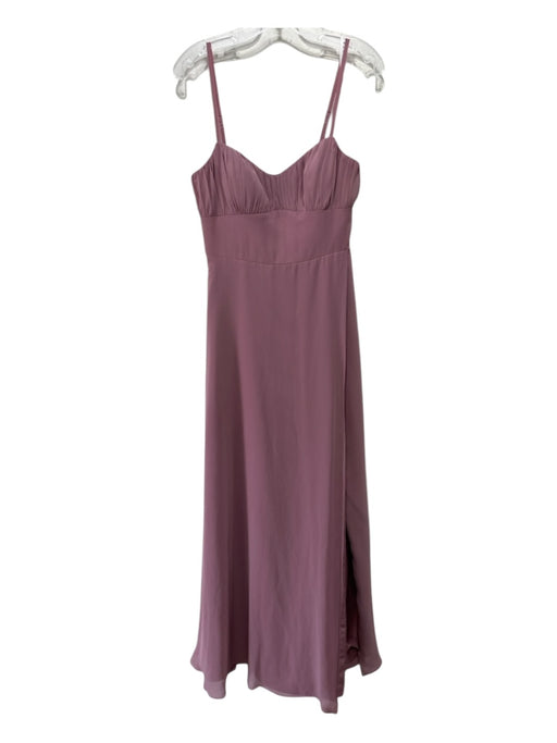 Azazie Size 4 Mauve Purple Polyester Spaghetti Strap High SLit Back Zip Gown Mauve Purple / 4