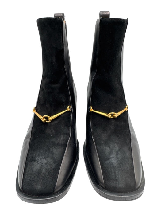 Tory Burch Shoe Size 8.5 Black & Gold Leather Suede Horsebit Chelsea Booties Black & Gold / 8.5