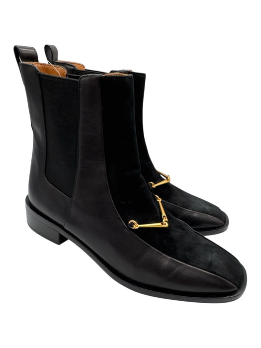 Tory Burch Shoe Size 8.5 Black & Gold Leather Suede Horsebit Chelsea Booties Black & Gold / 8.5