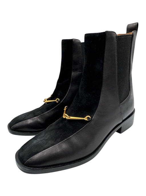 Tory Burch Shoe Size 8.5 Black & Gold Leather Suede Horsebit Chelsea Booties Black & Gold / 8.5