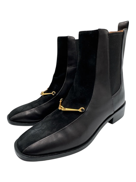 Tory Burch Shoe Size 8.5 Black & Gold Leather Suede Horsebit Chelsea Booties Black & Gold / 8.5