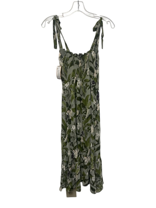 Reformation Size 6 Blue, Green, White Viscose Sleeveless Floral Midi Dress Blue, Green, White / 6