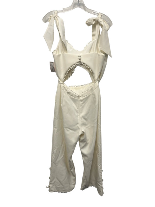 Rime Arodaky Size 36 Ivory White Polyester Keyhole Back Tie Shoulder Jumper Ivory White / 36