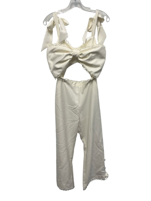 Rime Arodaky Size 36 Ivory White Polyester Keyhole Back Tie Shoulder Jumper Ivory White / 36