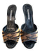 Manolo Blahnik Shoe Size 40 Black Brown & Beige Leather open toe Stiletto Shoes Black Brown & Beige / 40