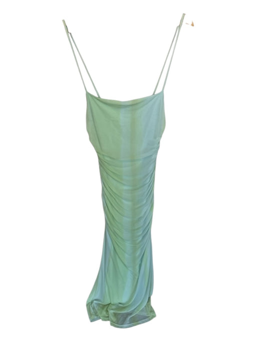 Significant Other Size 6 Blue & Green Nylon Blend Ruched Watercolor Maxi Gown Blue & Green / 6
