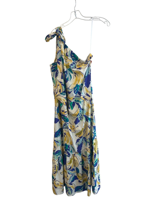 By Anthropologie Size S Blue & Yellow Cotton One Shoulder tie strap Dress Blue & Yellow / S