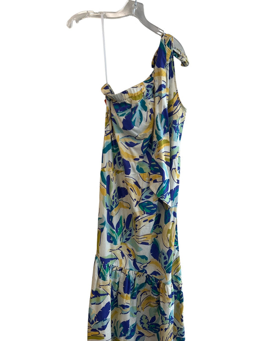 By Anthropologie Size S Blue & Yellow Cotton One Shoulder tie strap Dress Blue & Yellow / S