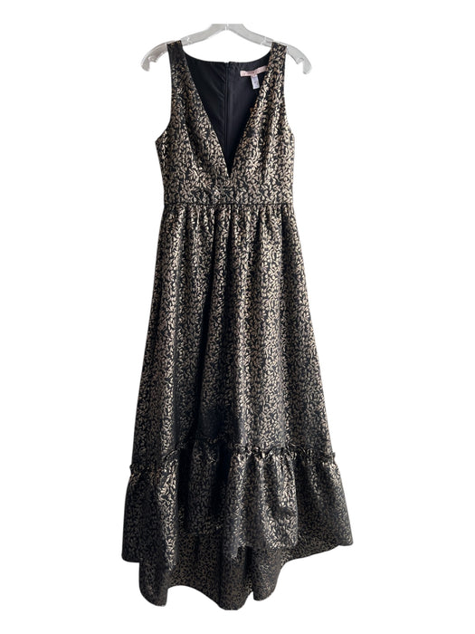 Hutch Size 4 Gold & Black Polyester Blend Open Front Sleeveless Gown Dress Gold & Black / 4