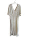 Farm Rio Size Est L Off White Viscose V Neck & Back Floral Print Dress Off White / Est L