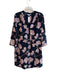 Diane Von Furstenberg Size 12 Blue & Pink Silk Long Sleeve Floral V Neck Dress Blue & Pink / 12