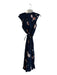 Vince Size L Navy Blue Polyester Sleeveless Floral Print V Neck Pleats Dress Navy Blue / L