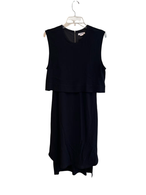 Helmut Lang Size 12 Black Rayon Sleeveless solid color Back Zip Round Neck Dress Black / 12