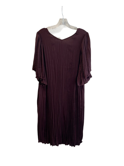 Vince Size L Purple Polyester Short Sleeve solid color V Neck Dress Purple / L