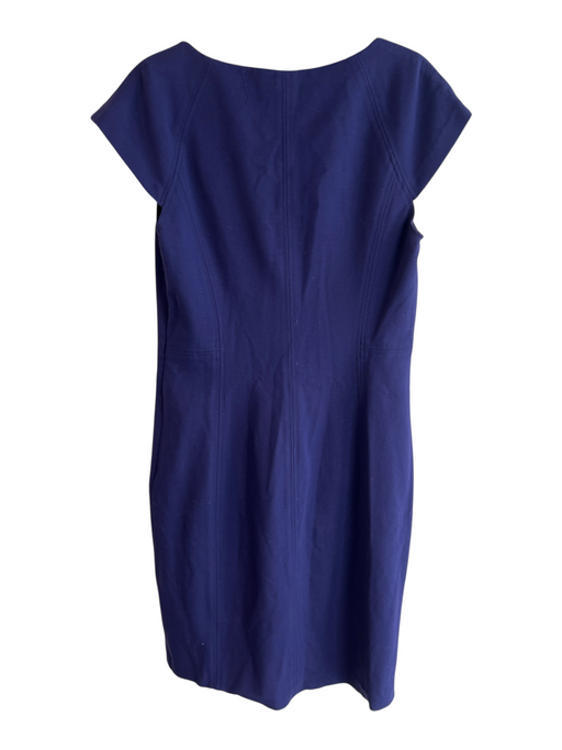 Diane Von Furstenberg Size 14 Navy Viscose Blend Jersey Cap Sleeve Sheath Dress Navy / 14
