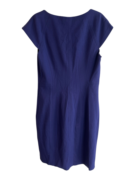 Diane Von Furstenberg Size 14 Navy Viscose Blend Jersey Cap Sleeve Sheath Dress Navy / 14