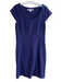 Diane Von Furstenberg Size 14 Navy Viscose Blend Jersey Cap Sleeve Sheath Dress Navy / 14