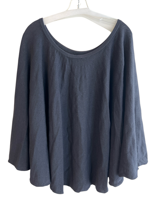 St. John Collection Black Missing Fabric Tag Knit Solid Boat Neck Poncho Poncho Black / 14
