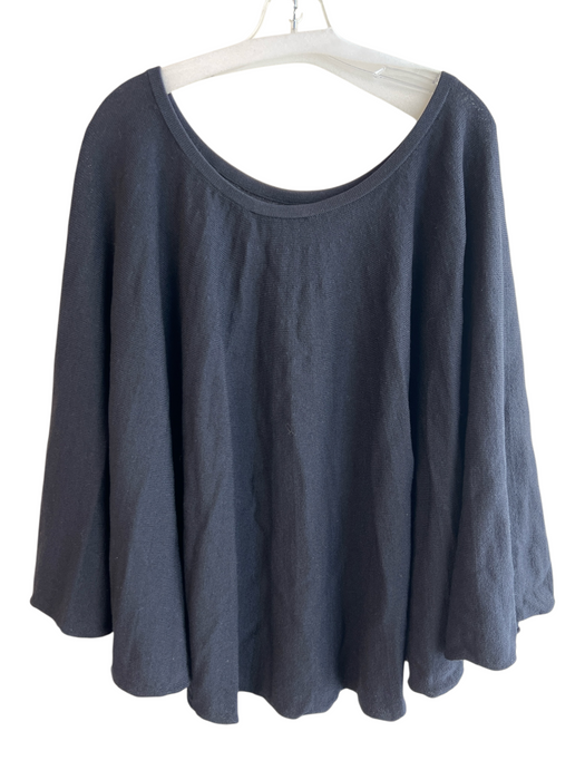 St. John Collection Black Missing Fabric Tag Knit Solid Boat Neck Poncho Poncho Black / 14