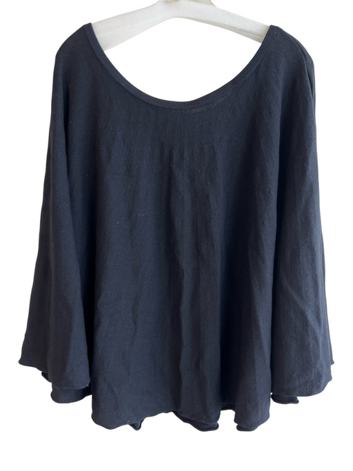 St. John Collection Black Missing Fabric Tag Knit Solid Boat Neck Poncho Poncho Black / 14