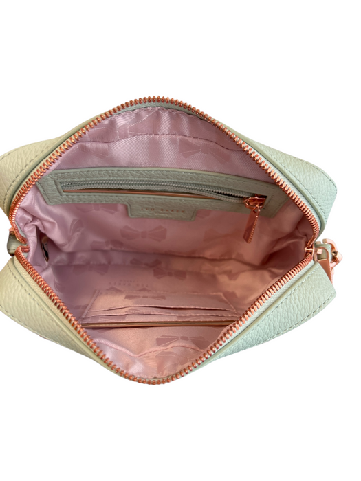 Ted Baker Green Leather Pebbled Rectangle chain link strap Purse Green