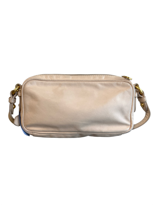 Marc Jacobs Beige 100% Cow Leather Distressed Bird Gold Tone Accent Purse Beige
